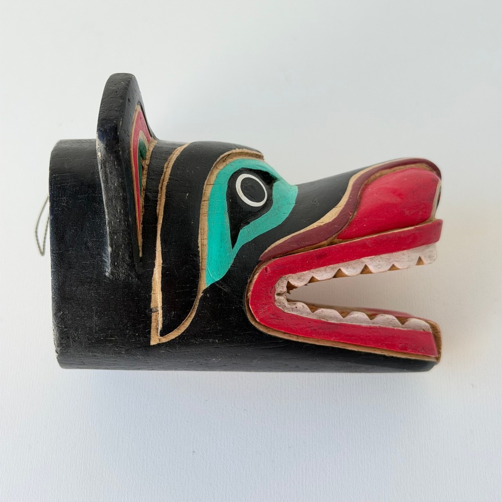 VTG Pacific Northwest Tribal Wolf Mask Wall Hanging Hand Carved Wood Art Coast
